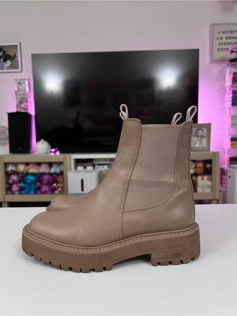 Sam Edelman Taupe Chelsea Lug Booties